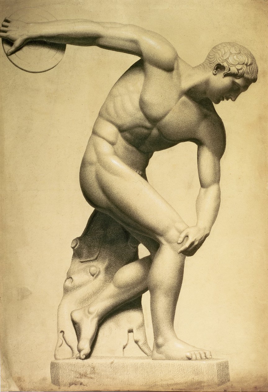 Discobolo, disegno di una scultura classica, c.1874 da Evelyn De Morgan