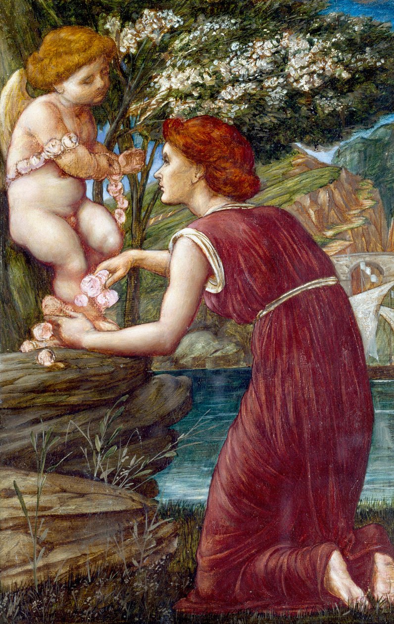 "Il culto di Cupido" Giovane donna che regge una statuetta del dio dell