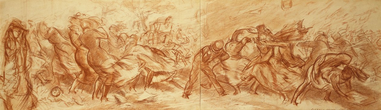Strada ventosa, New York, c.1907 da Everett Shinn