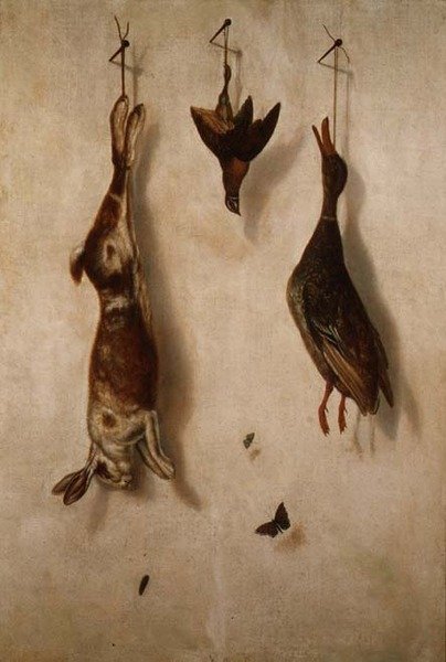 Natura morta con selvaggina morta appesa a un muro da F.A. Brandel