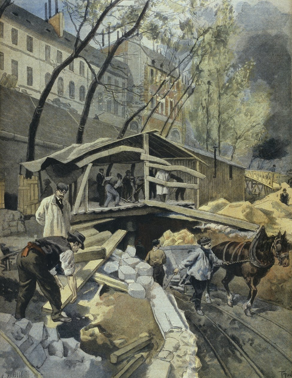 Lavori sulla metropolitana, Parigi, illustrazione da 