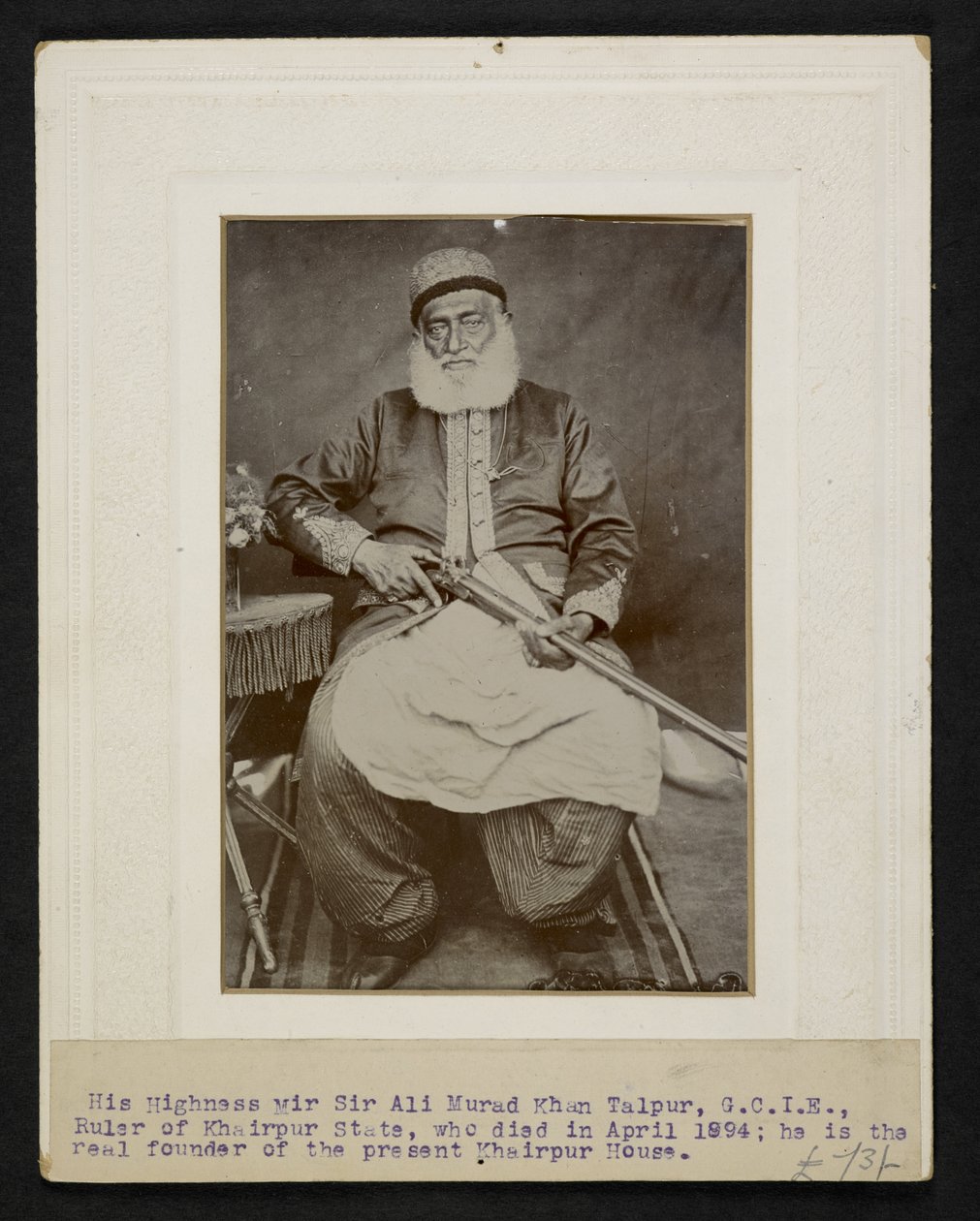 Sir Mir Ali Murad Khan Taipur III, Sovrano dello Stato di Khaipur da F.L. Wadhumal