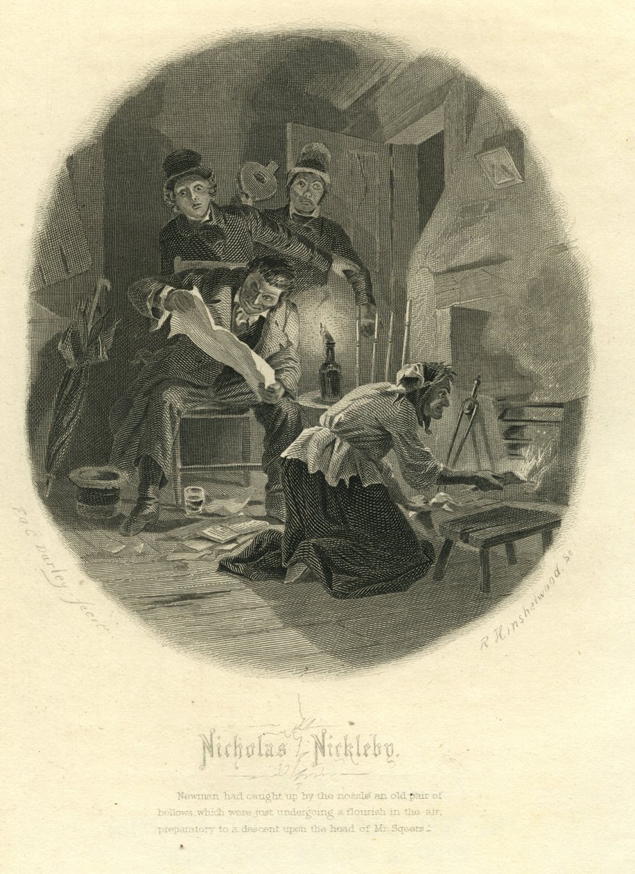 Nicholas Nickleby: Newman Noggs e Wackford Squeers, 1867 da F.O.C. and McRae, C. John Darley