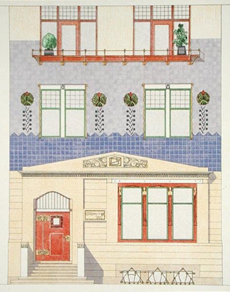 Design per la facciata di una casa di città tedesca, primi anni del 1900, da 