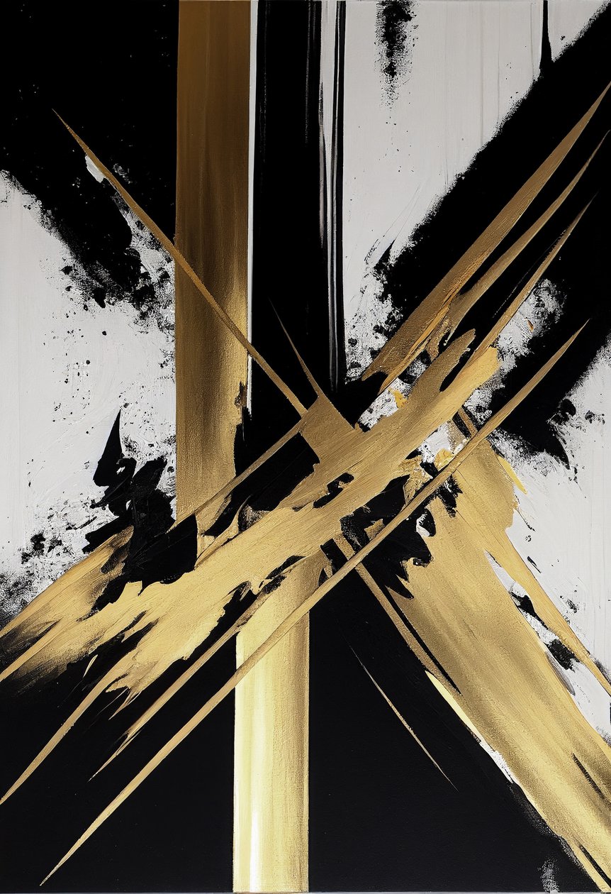 Pittura contemporanea oro e nero da F. Abderrahim