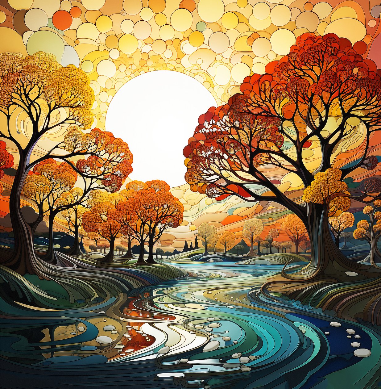 Paesaggi fantastici e dipinti di alberi in vendita, arte murale | Stampe su tela da F. Abderrahim