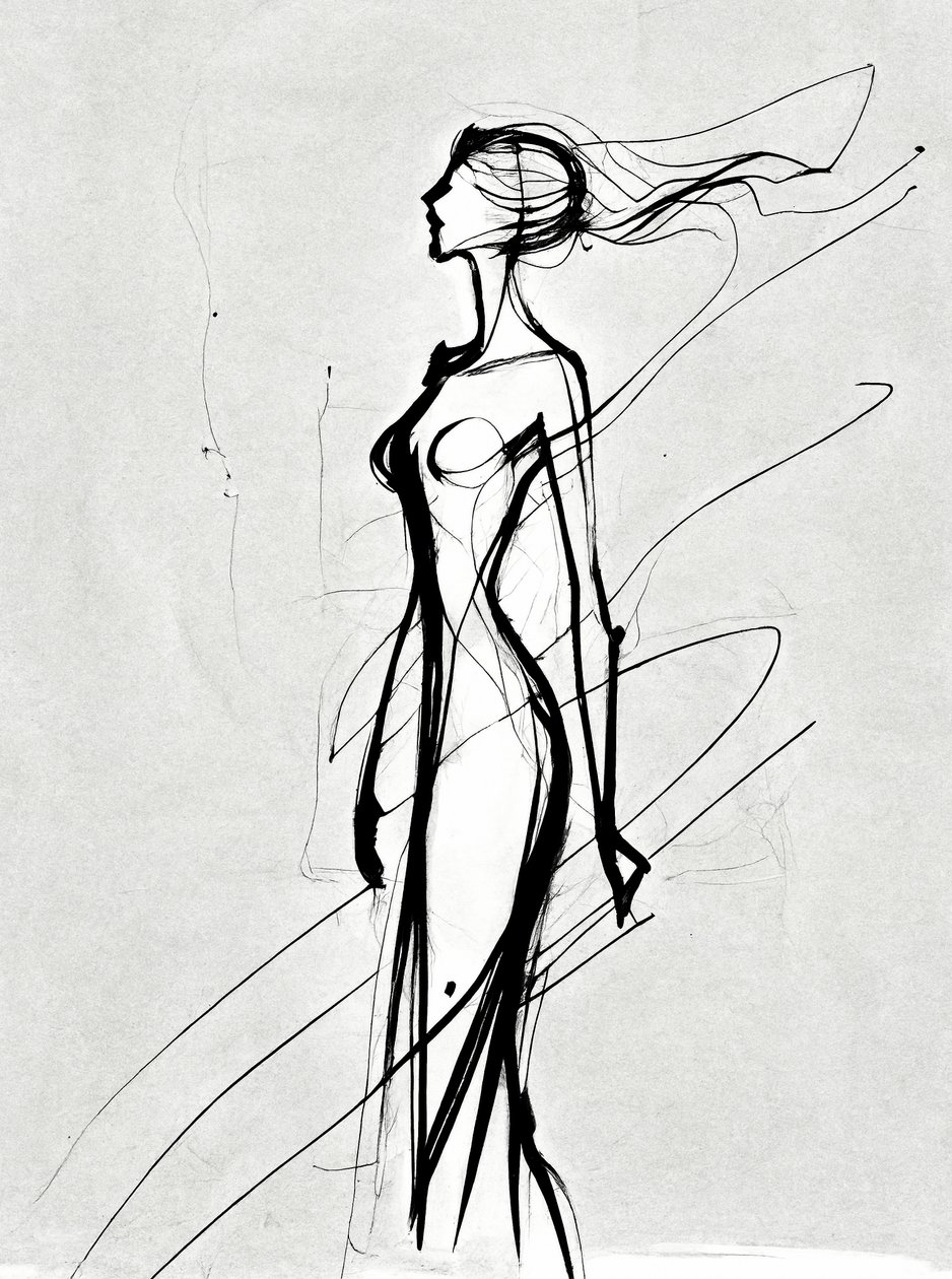 Disegno di silhouette di ragazze, minimalista da F. Abderrahim