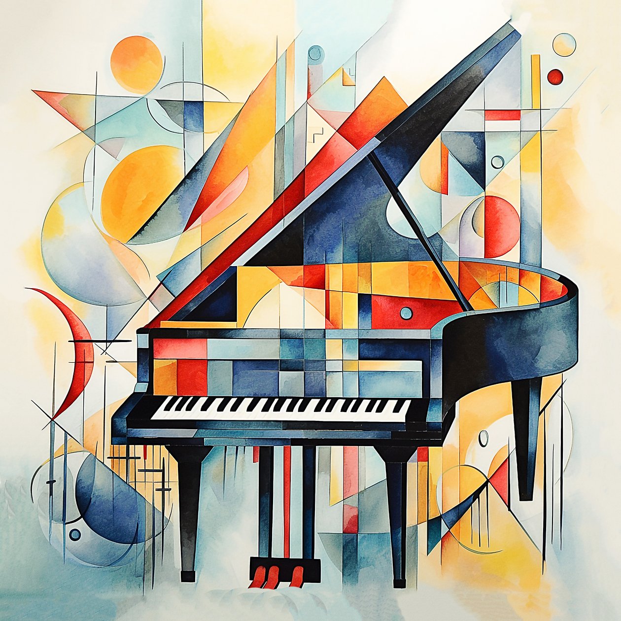 Stile astratto di Kandinsky, tasti di pianoforte astratti, decorazione da parete per sala e soggiorno da F. Abderrahim