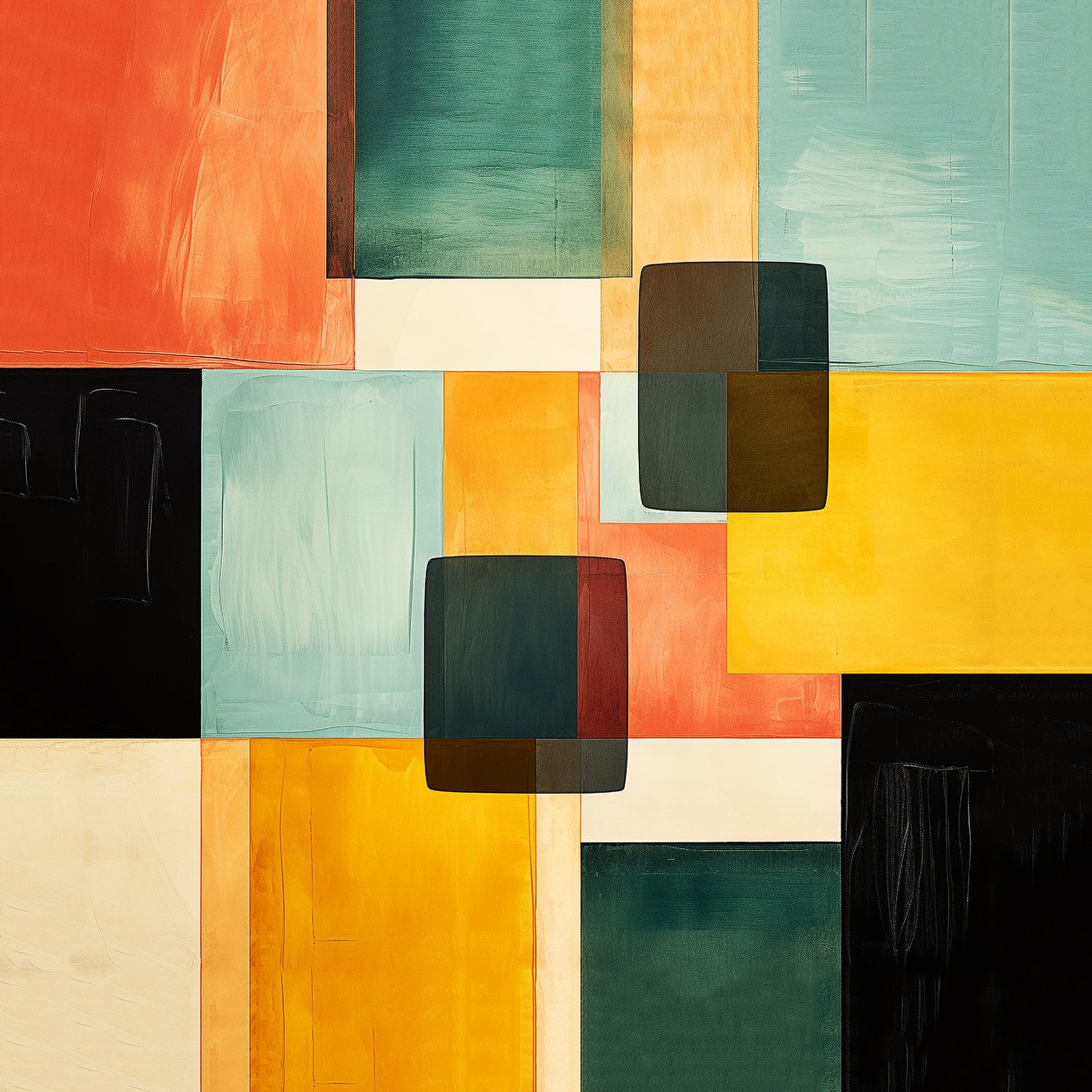 composizioni quadrate astratte modello di pittura, Arte da parete | Stampe su tela da F. Abderrahim