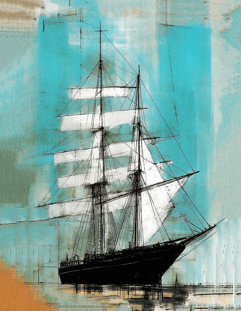 Nave audace che naviga, stile Motherwell da F. Abderrahim