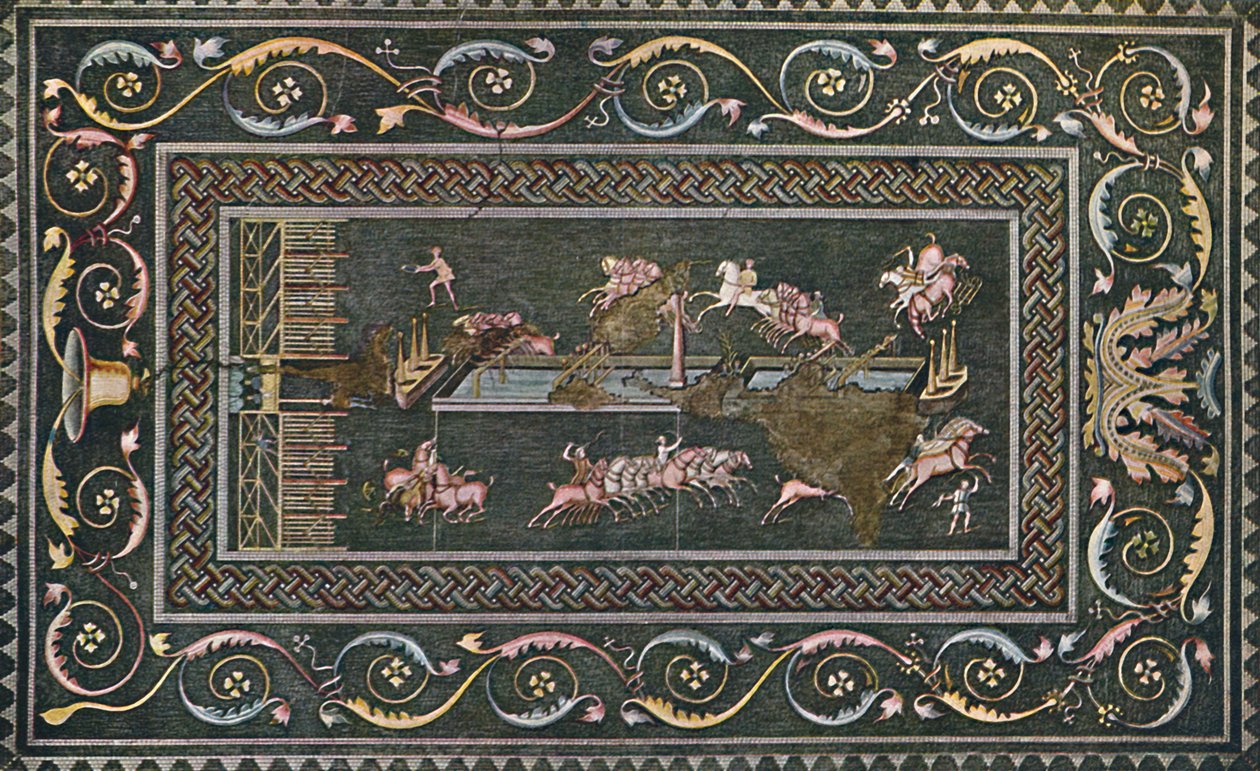 Un mosaico romano a Lione, rappresentante i giochi del circo da F. Artaud