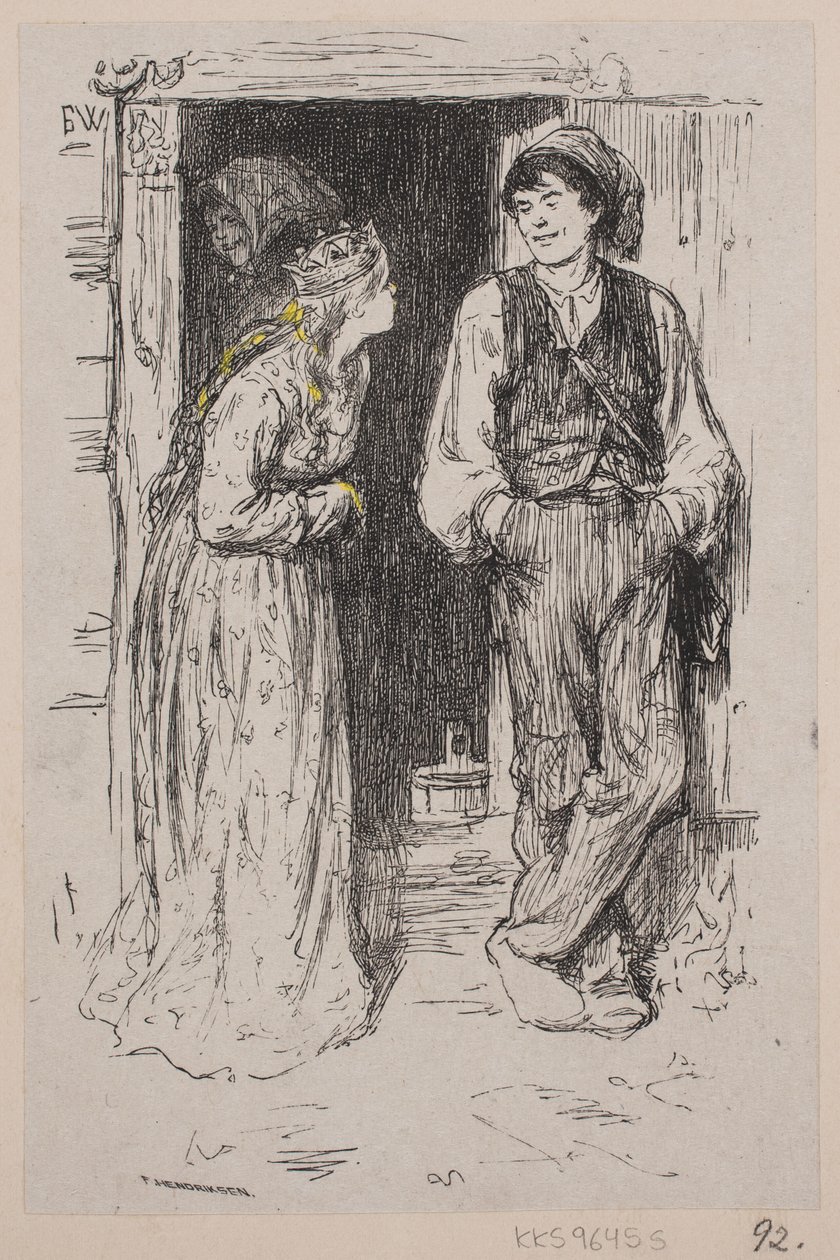 Illustrazione per "Askeladden che ottenne la principessa per ridere" da F. Hendriksen