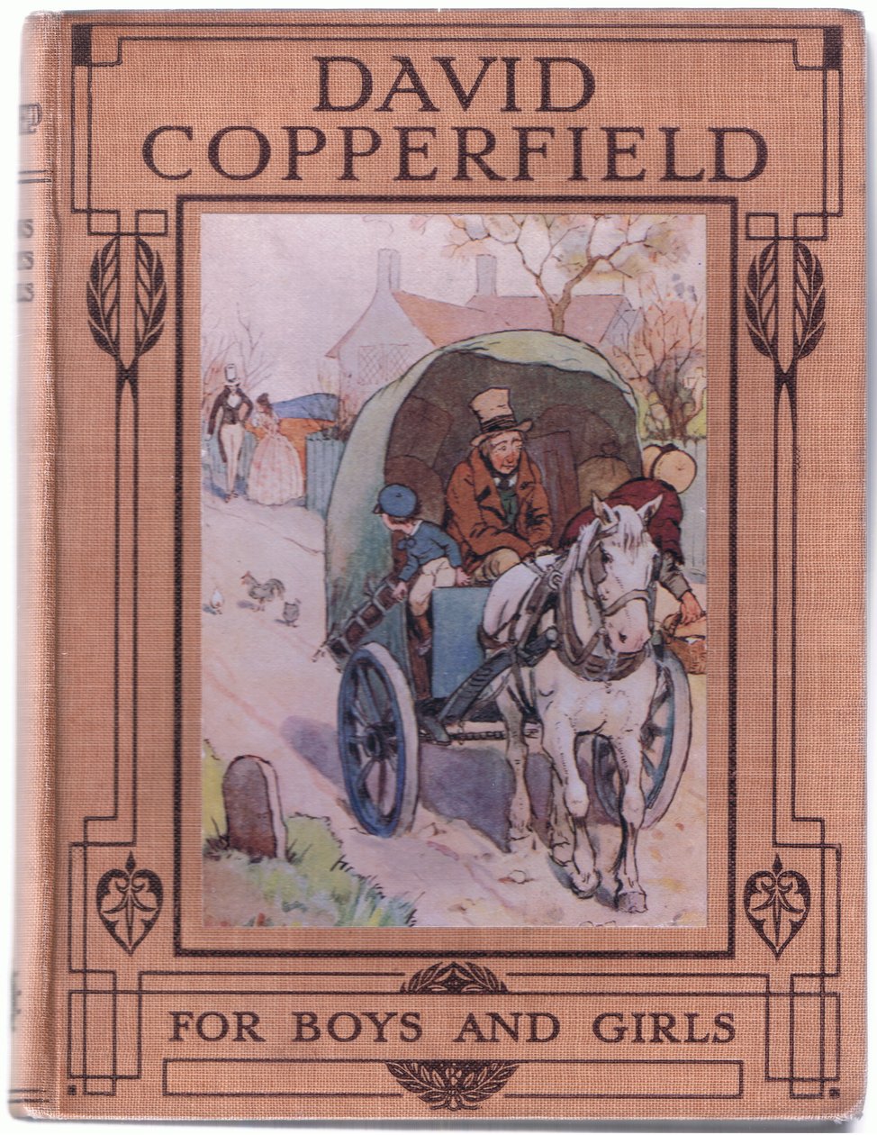 Progettazione della copertina anteriore, illustrazione da David Copperfield, 1914 da F. M. B. Blaikie