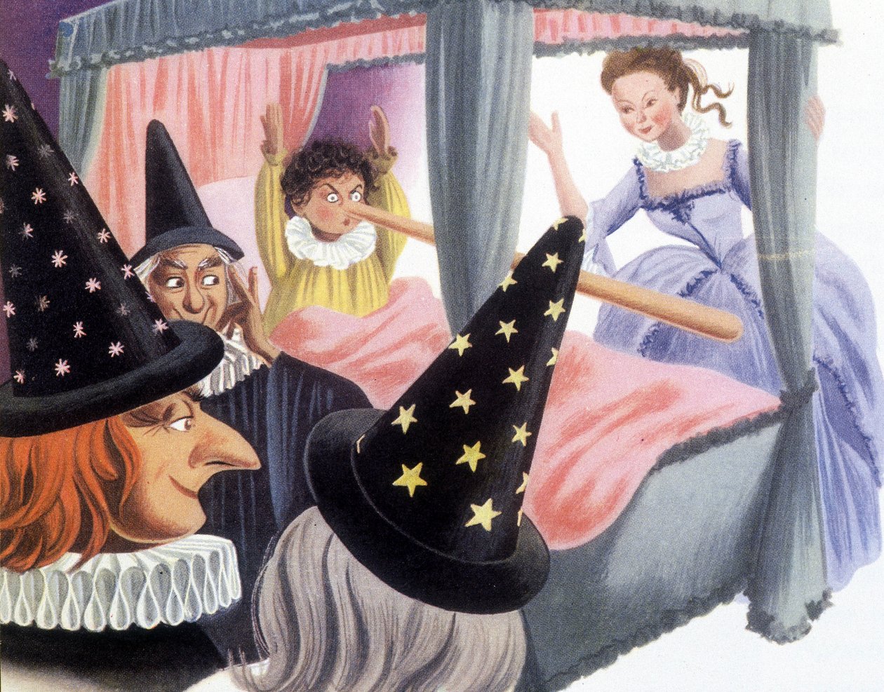 Pinocchio e il suo naso che si allunga - in "Pinocchio", illustrato da Simonne Baudoin, ed. Casterman da F. Rothier
