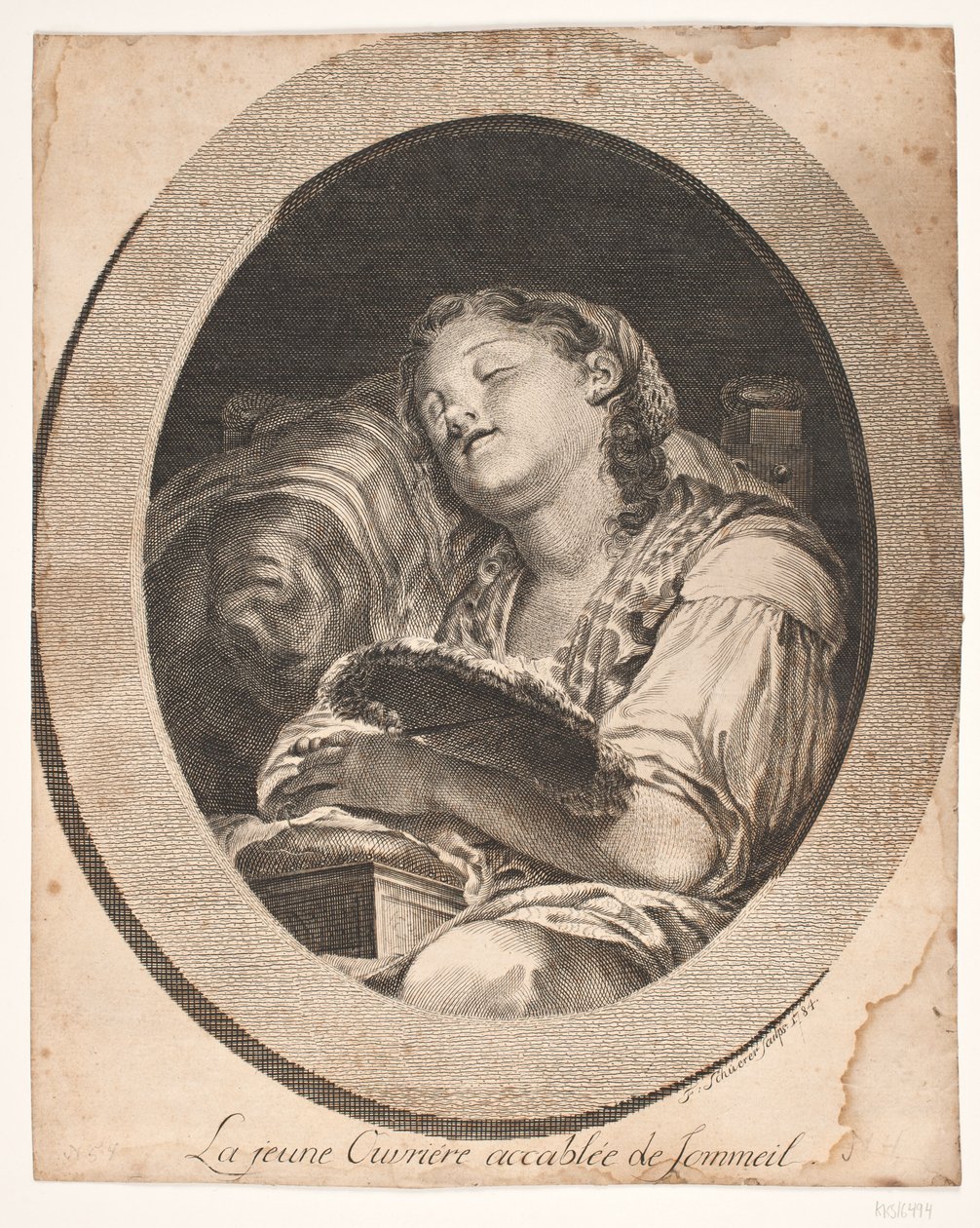 "La giovane operaia sopraffatta dal sonno" da F. Schüerer