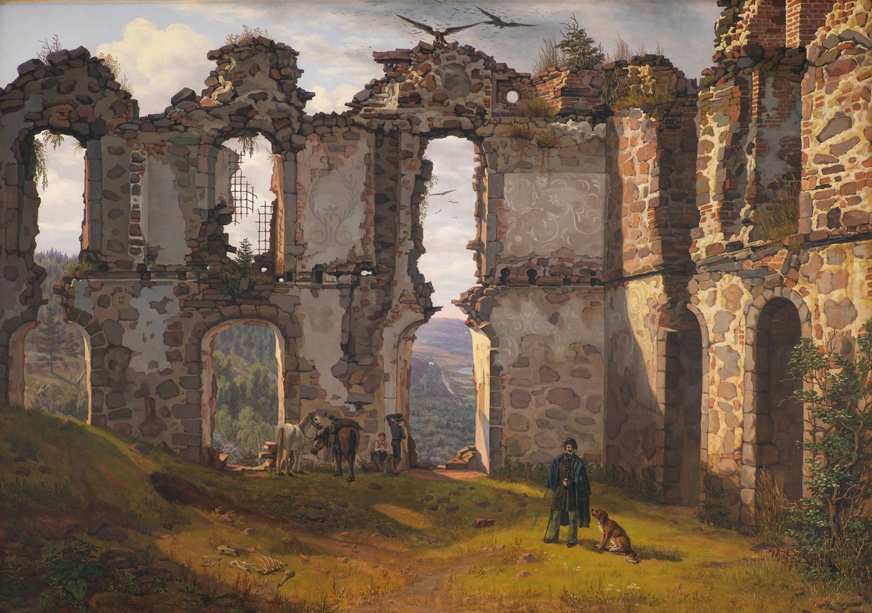 Le rovine di Brahehus vicino a Jönköping, Svezia da F. Sødring