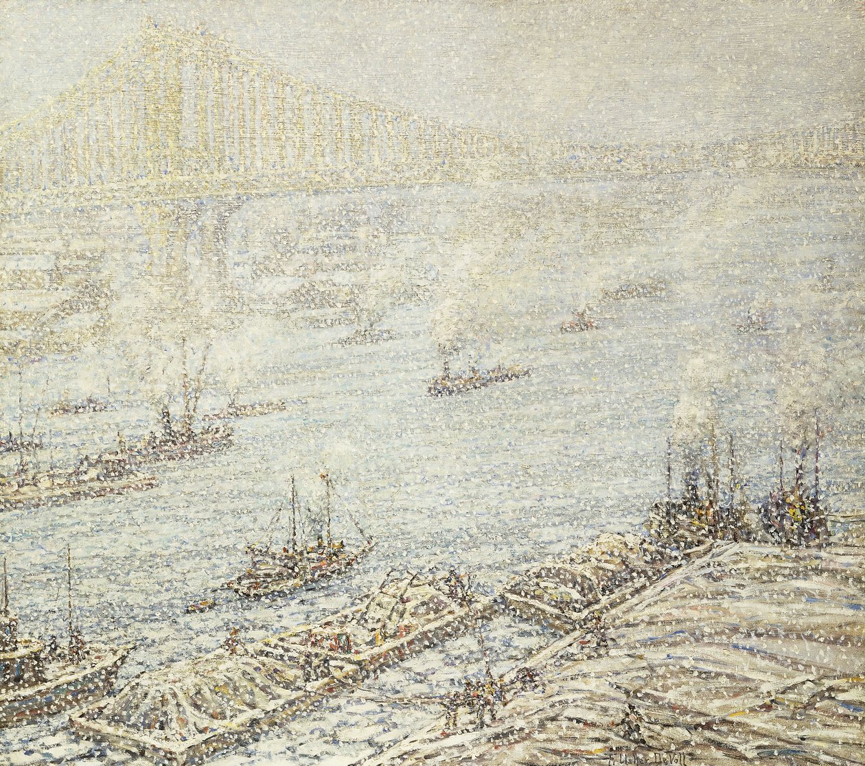 East River, New York, Inverno, c.1915 da F. Usher de Voll