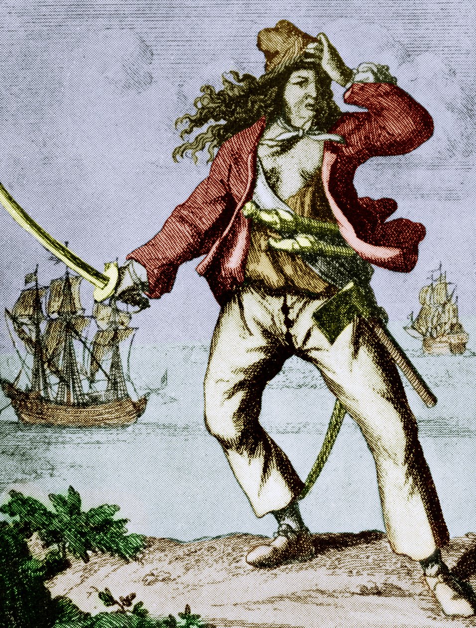 Mary Read (1690-1720) pirata inglese (incisione) da F. Wentworth
