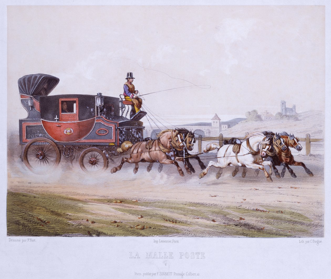 La diligenza, inciso da Charles Bargue (1826-83) da F. after Fort