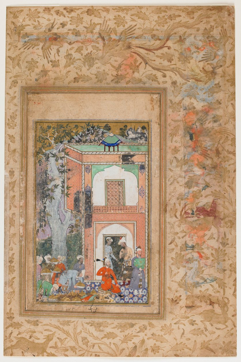 Babur intrattiene nel palazzo di Sultan Ibrahim Lodi dal Baburnama da Farrukh Beg