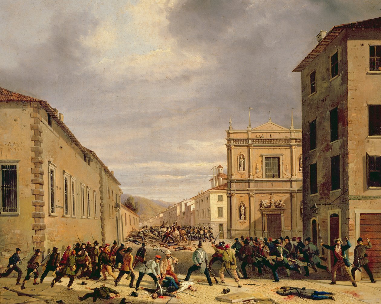 La Battaglia del 21 marzo 1849 nella Piazzetta Santa Barnaba a Brescia da Faustino Joli