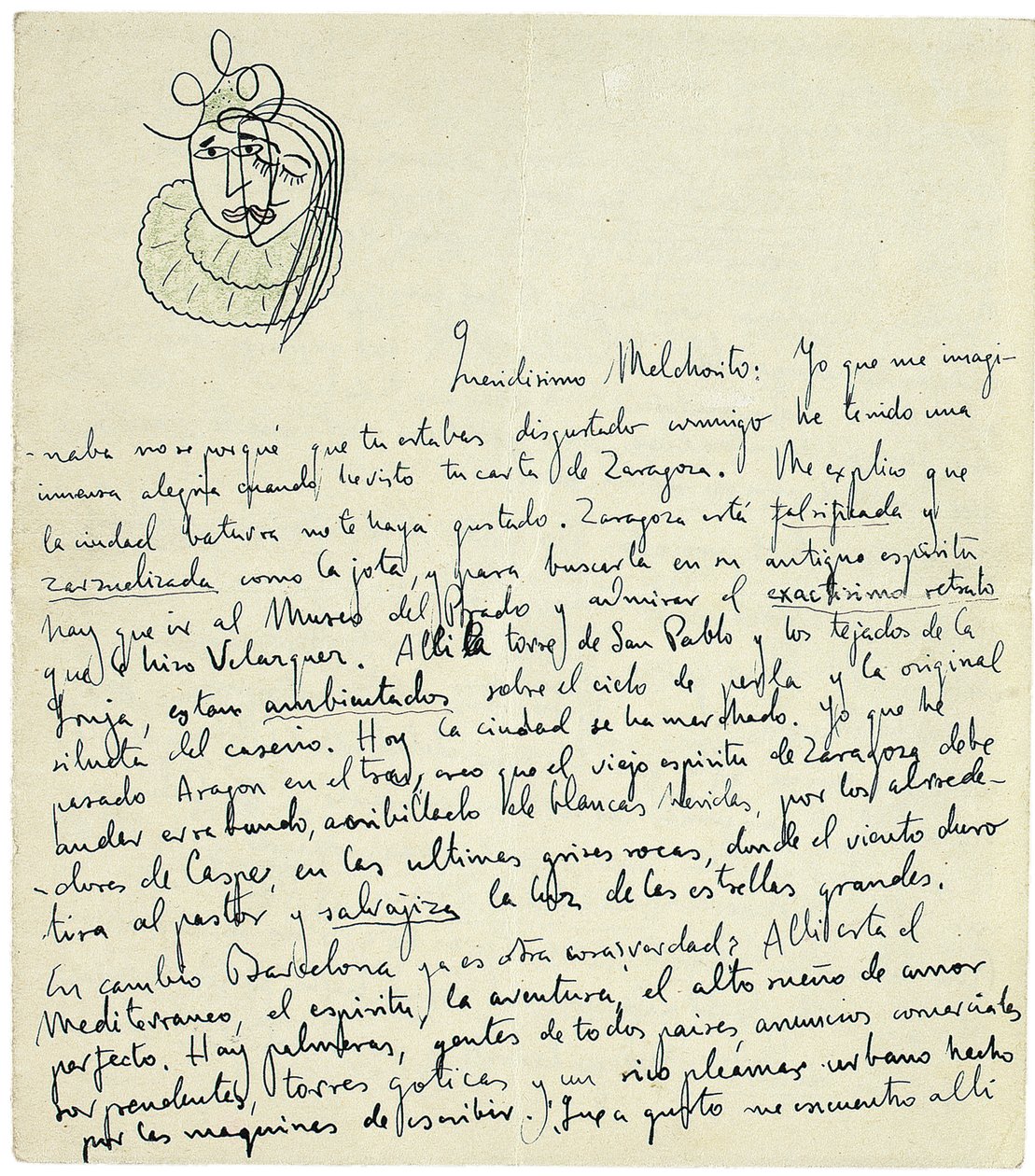 Lettera autografa a Melchor Fernandez Alamgro, Granada, fine gennaio 1926 da Federico Garcia Lorca