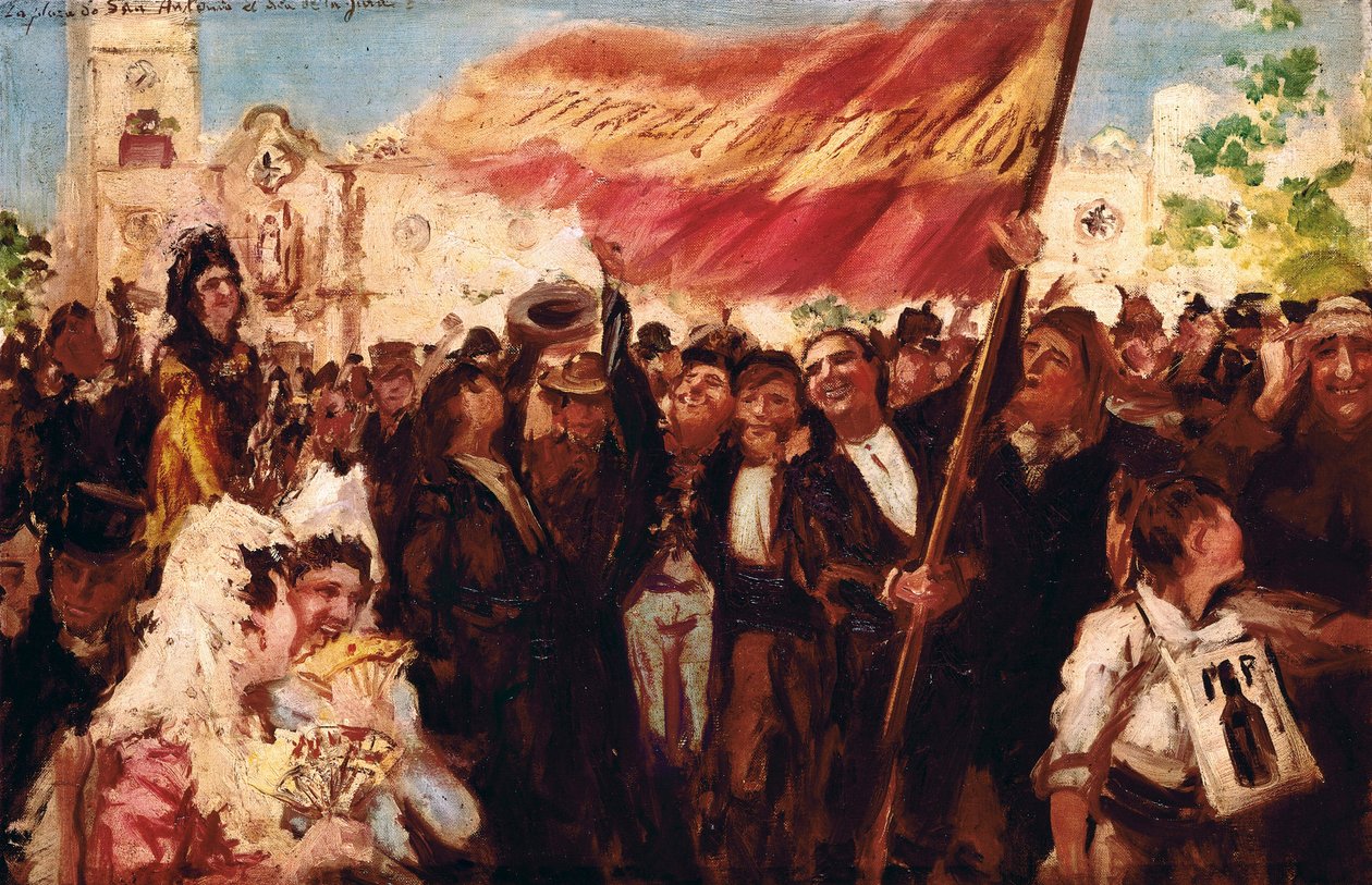 Plaza San Antonio de Cadiz nel giorno del giuramento della Costituzione del 1812 da Federico Godoy y Castro