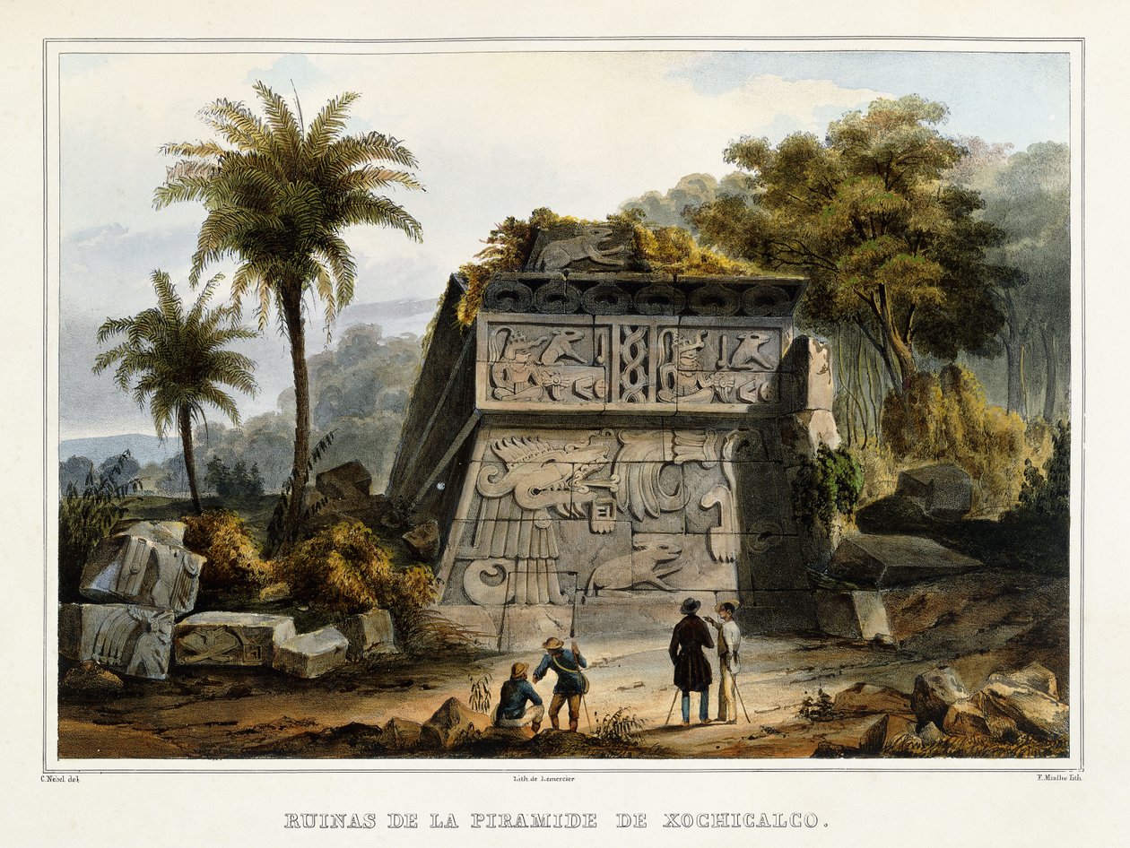 Rovine della piramide di Xochicalco da Federico Mialhe