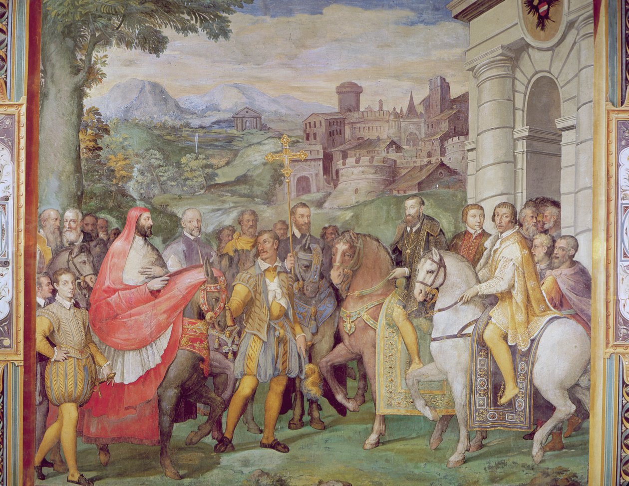 Carlo V (1500-58) con Alessandro Farnese (1546-92) a Worms, dalla 