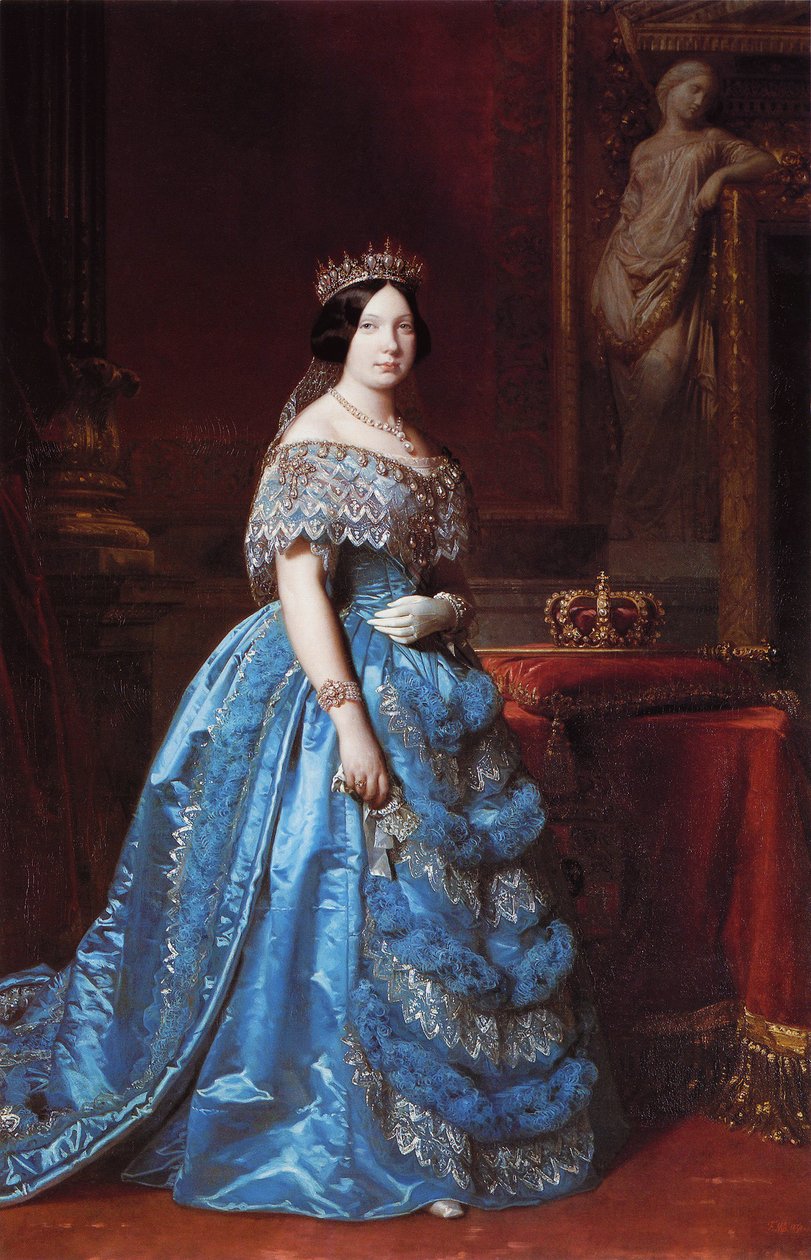 Spagnolo: Retrato de la reina Isabel II de España (1830-1904) Ritratto di Isabella II di Spagna da Federico de Madrazo y Kuntz