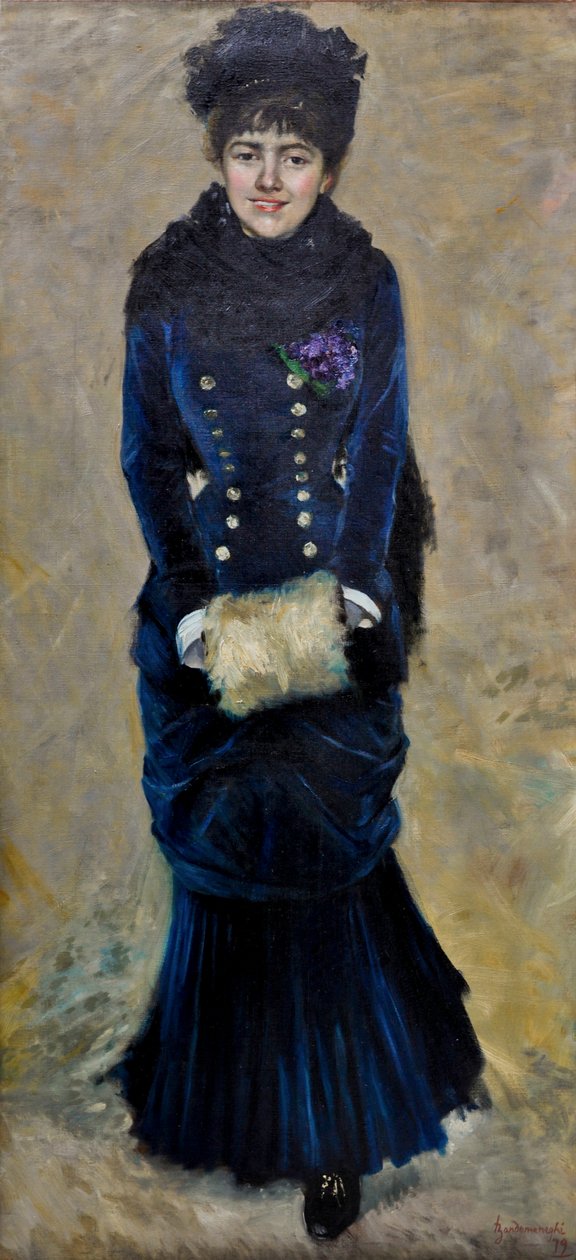 Signora con manicotto o Violettes d