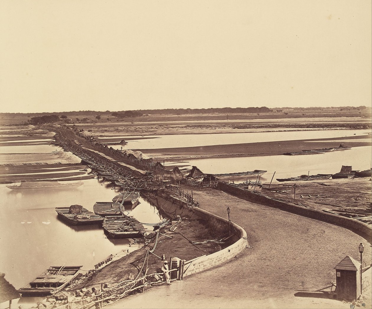 Ponte di Barche sul Jumna, Preso da Lulim Ghur da Felice Beato