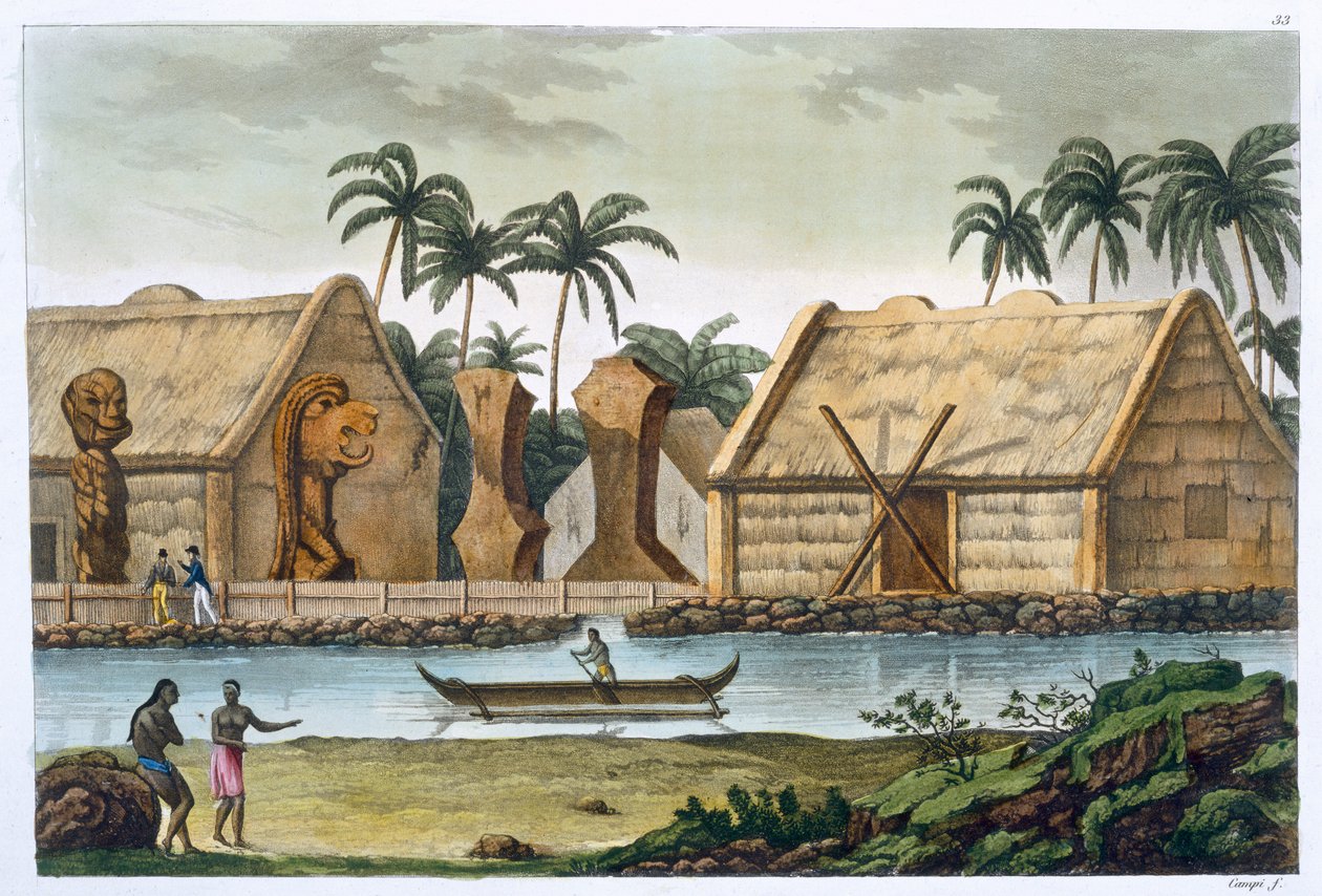 Tomba di Tamahamah a Kaiakakooa, Isole Sandwich, ca. 1820-1839 da Felice Campi