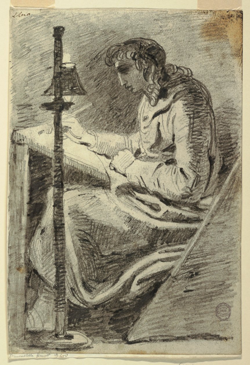 Un Artista che Disegna alla Luce della Lampada da Felice Giani