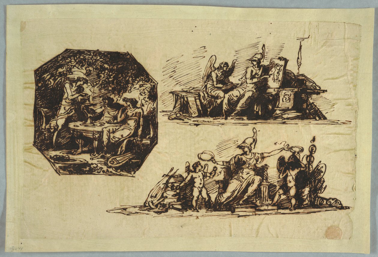 Bacco, Apollo e Mnemosine; Minerva con trofei da Felice Giani