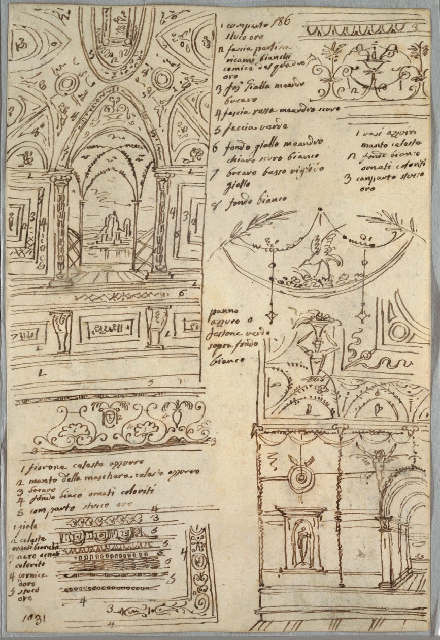 Studi Decorativi; Verso: Studi Anatomici da Felice Giani