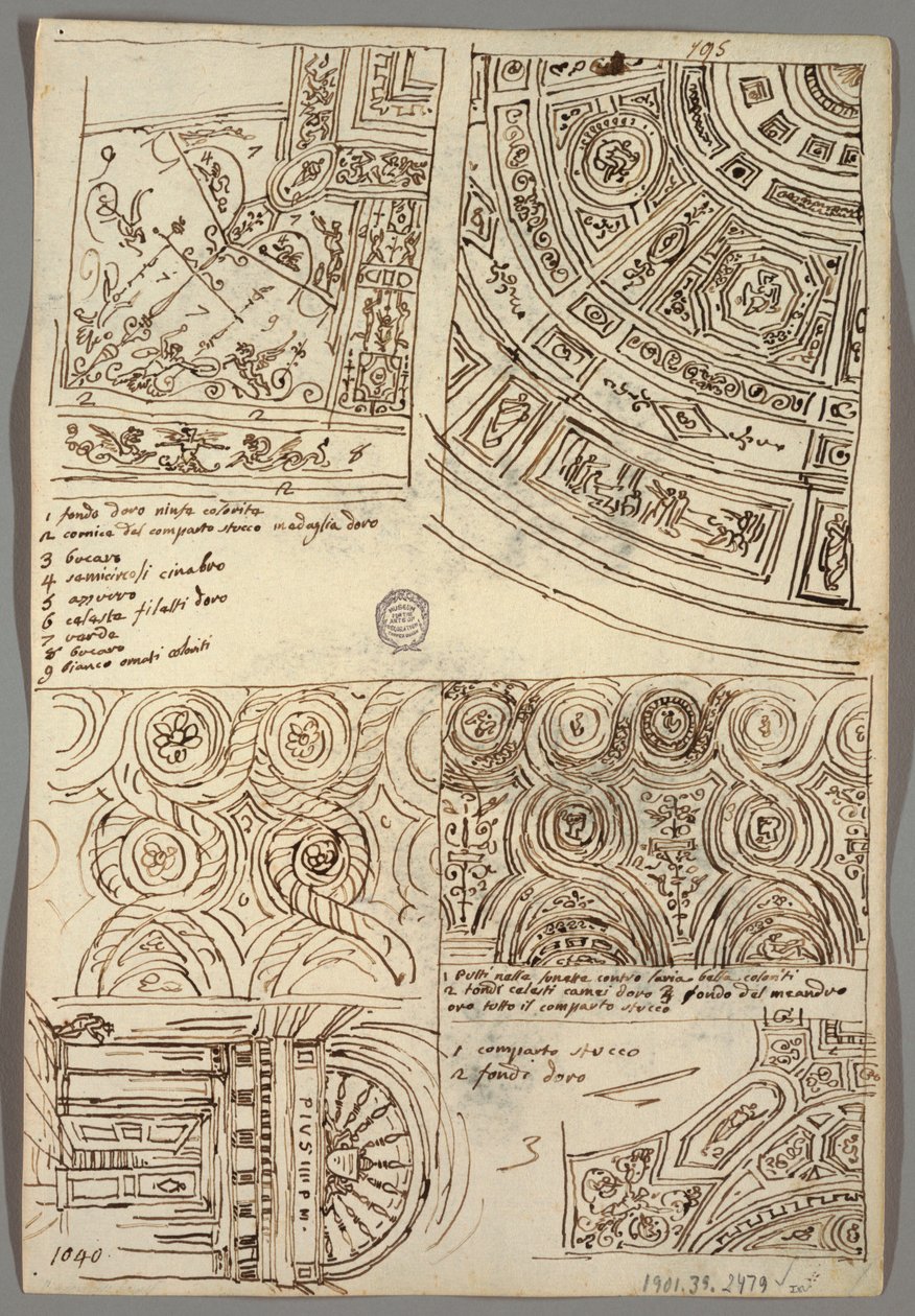 Studi decorativi per soffitti; Verso: Testa di profilo con elmo antico da Felice Giani