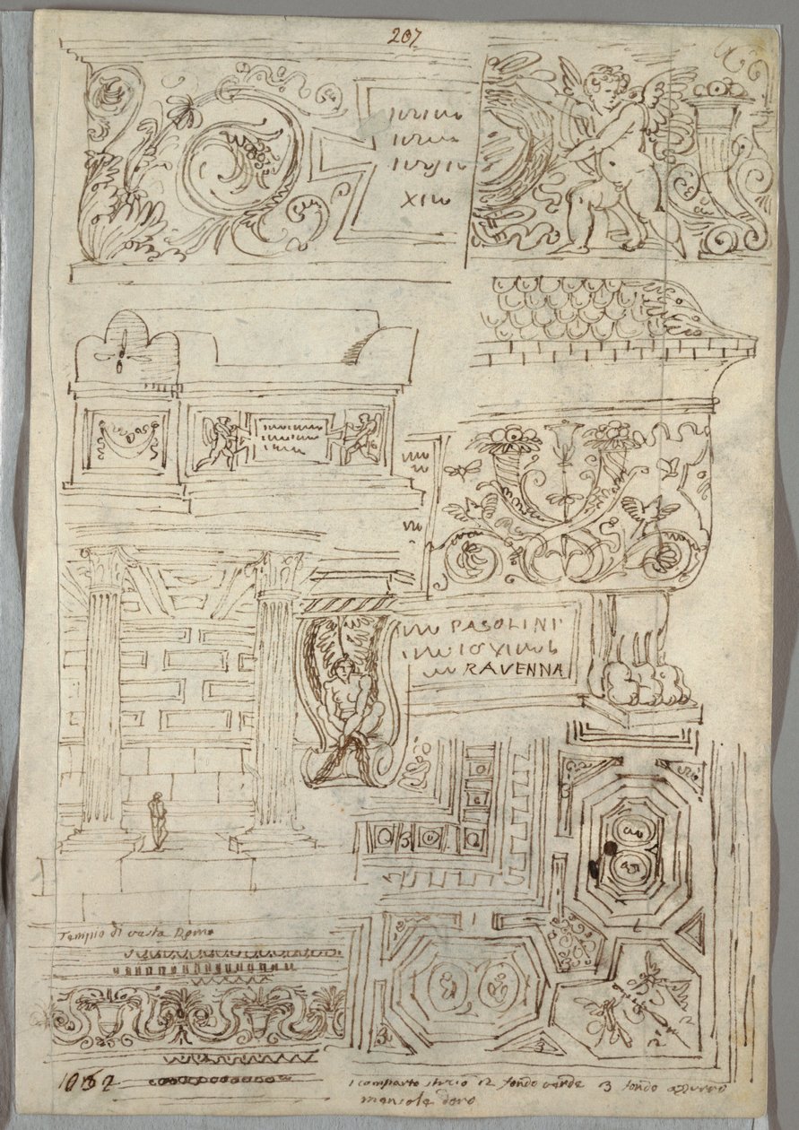 Studio Decorativo; (verso: Due Studi di Testa) da Felice Giani