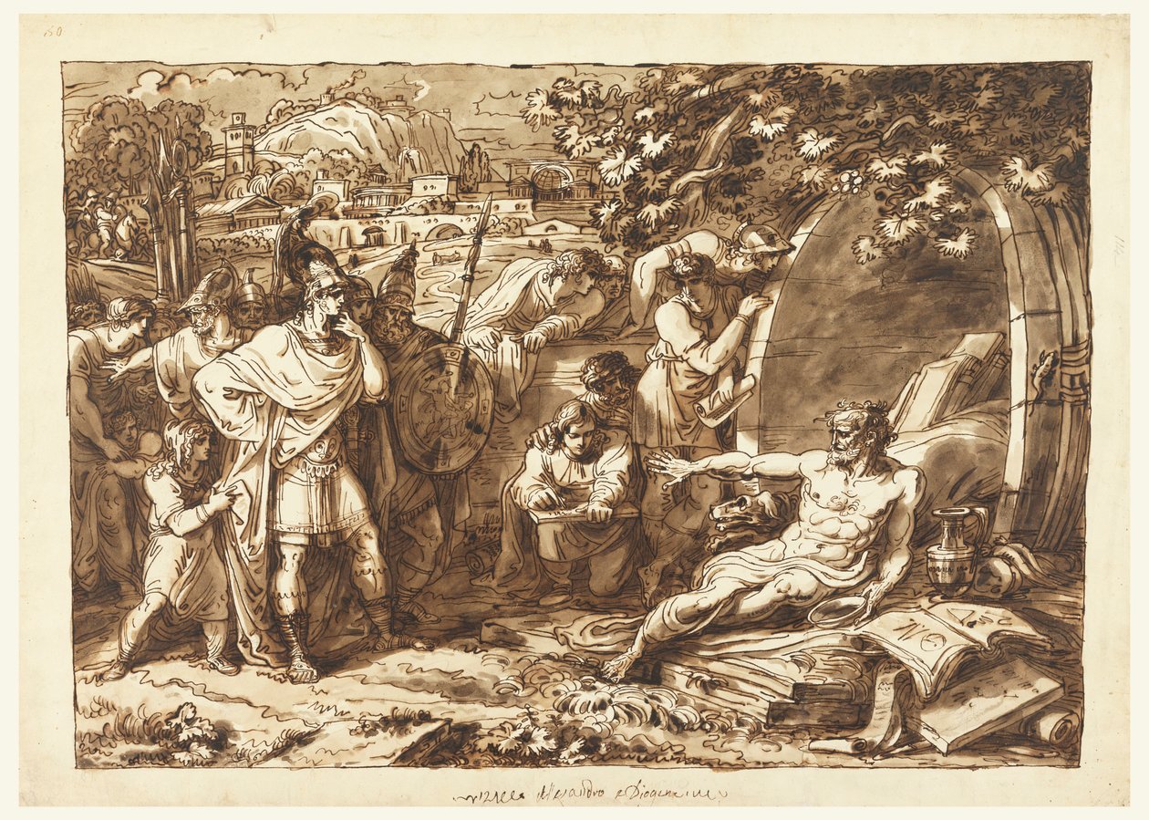 Disegno, Alessandro Magno e Diogene, 1820-22 da Felice Giani
