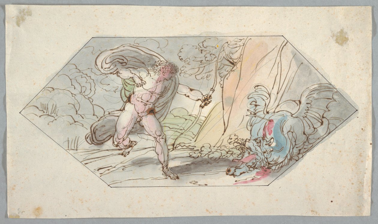 Disegno, Apollo uccide il Pitone, 1796-98 da Felice Giani