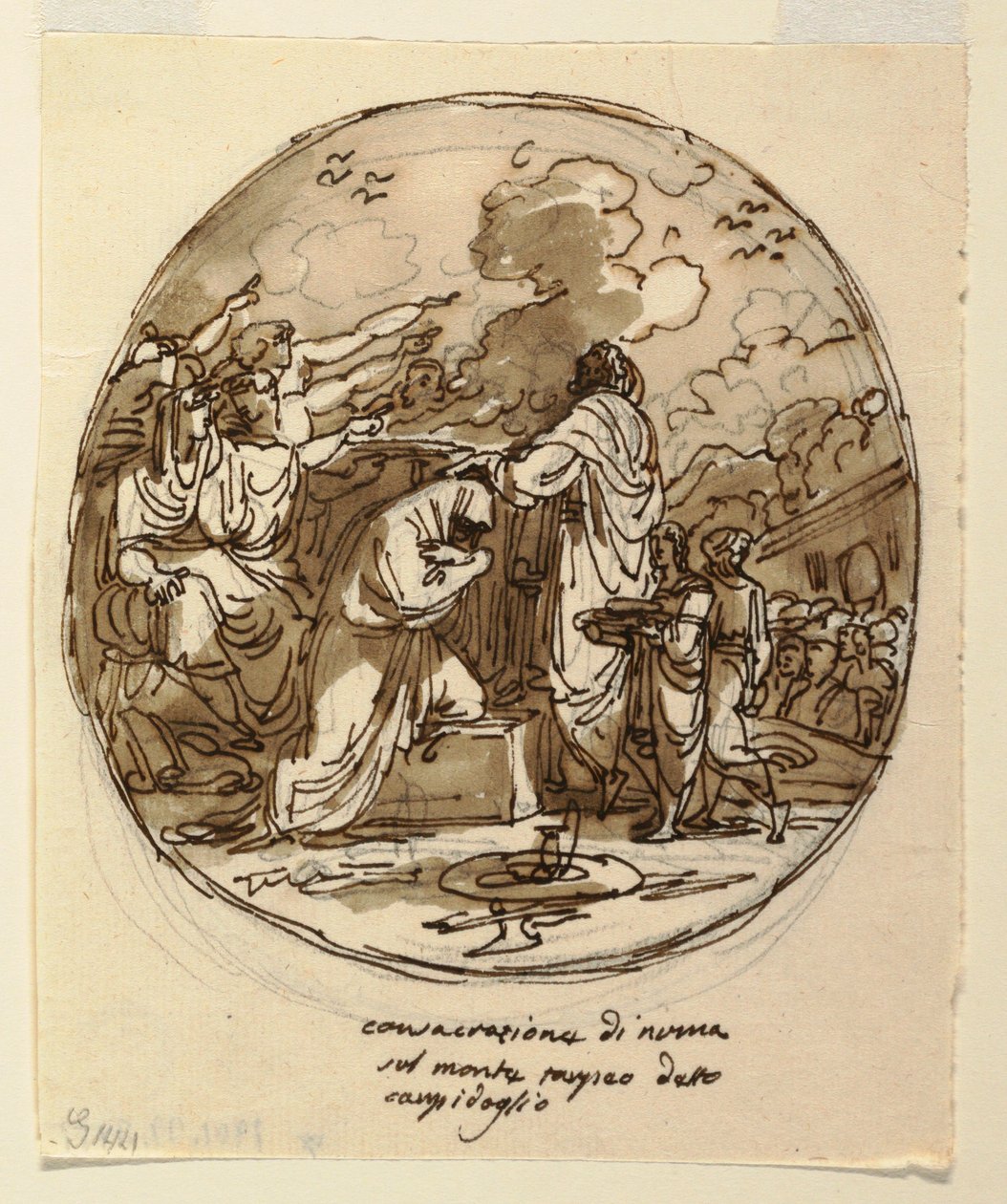 Disegno, Progetto di soffitto per la consacrazione di Numa, Sala di Numa Pompilio, Palazzo Milzetti, Faenza, 1802-05 da Felice Giani