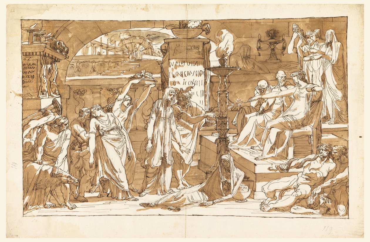 Disegno, Ade; Persefone negli Inferi (offerta a Proserpina), 1820 ca. da Felice Giani