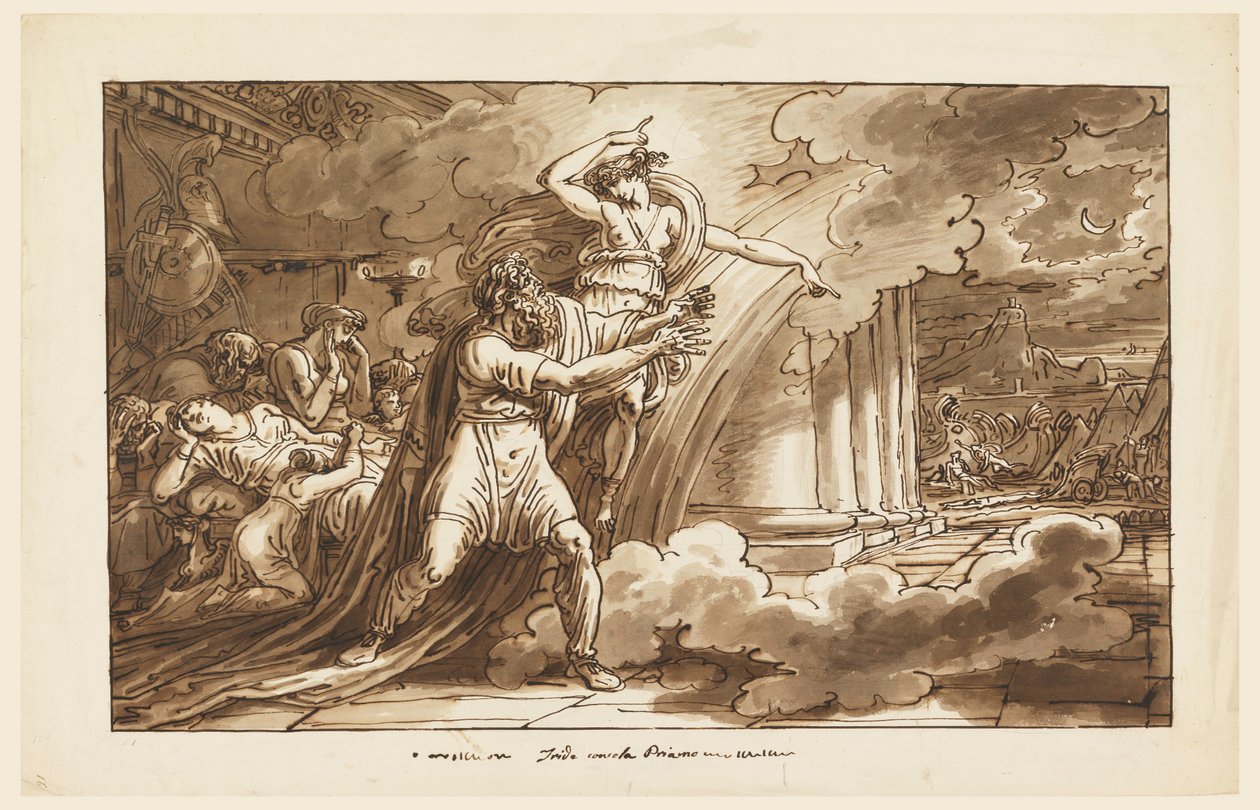 Disegno, Iris incoraggia Priamo a chiedere il corpo di Ettore ad Achille, 1810-20 da Felice Giani