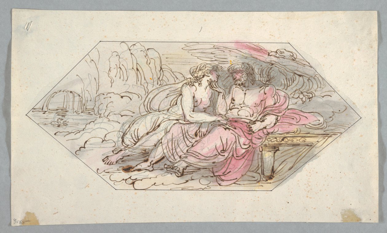 Disegno, Giove consola una dea implorante, probabilmente Venere, 1796-98 da Felice Giani