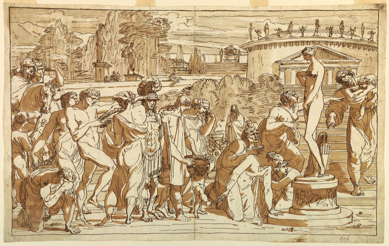 Disegno, Adorazione di Venere in un paesaggio classico, 1820 ca. da Felice Giani