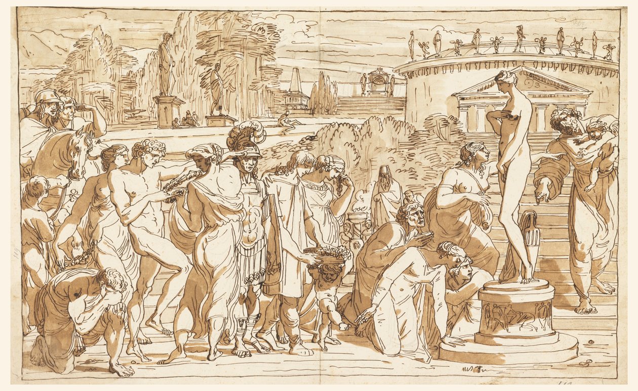 Disegno, Adorazione di Venere in un paesaggio classico, 1820 ca. da Felice Giani