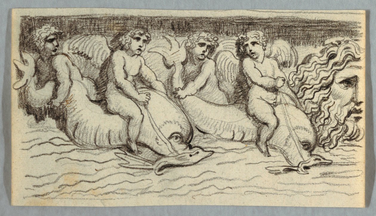 Fregio con delfini e putto da Felice Giani