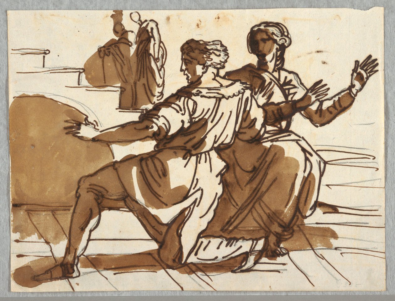 Uomo e donna, cartone per "La morte di Anania" dopo Raffaello Sanzio da Felice Giani