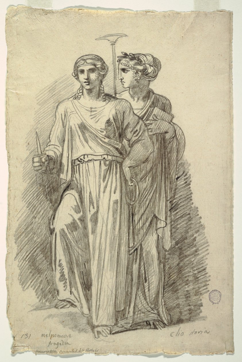 Melpomene, Musa della Tragedia e Clio, Musa della Storia da Felice Giani