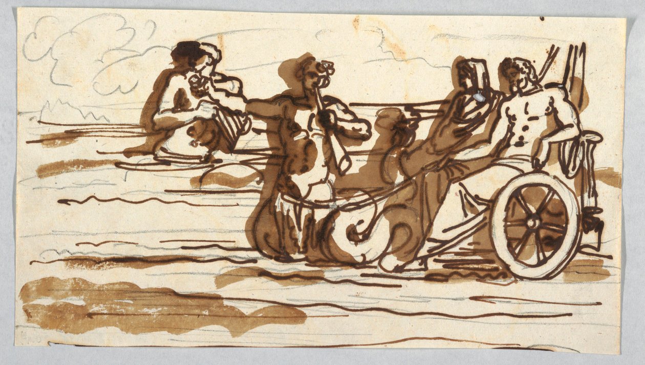 Nettuno che cavalca sul mare in un carro da Felice Giani